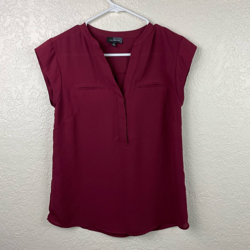 The Limited dark red/ maroon button down blouse